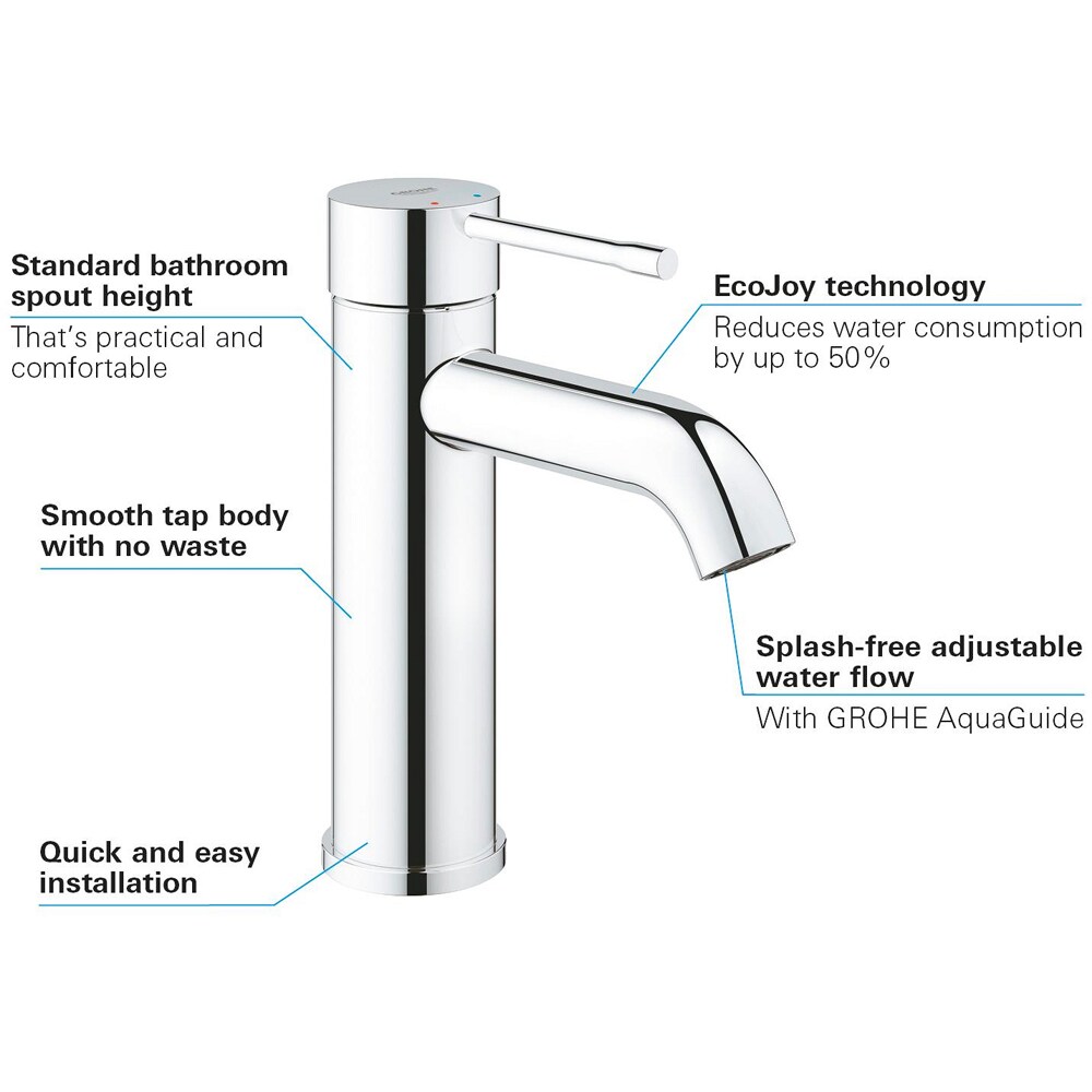 Baterie lavoar GROHE Essence 23590001, marimea M, alama, crom