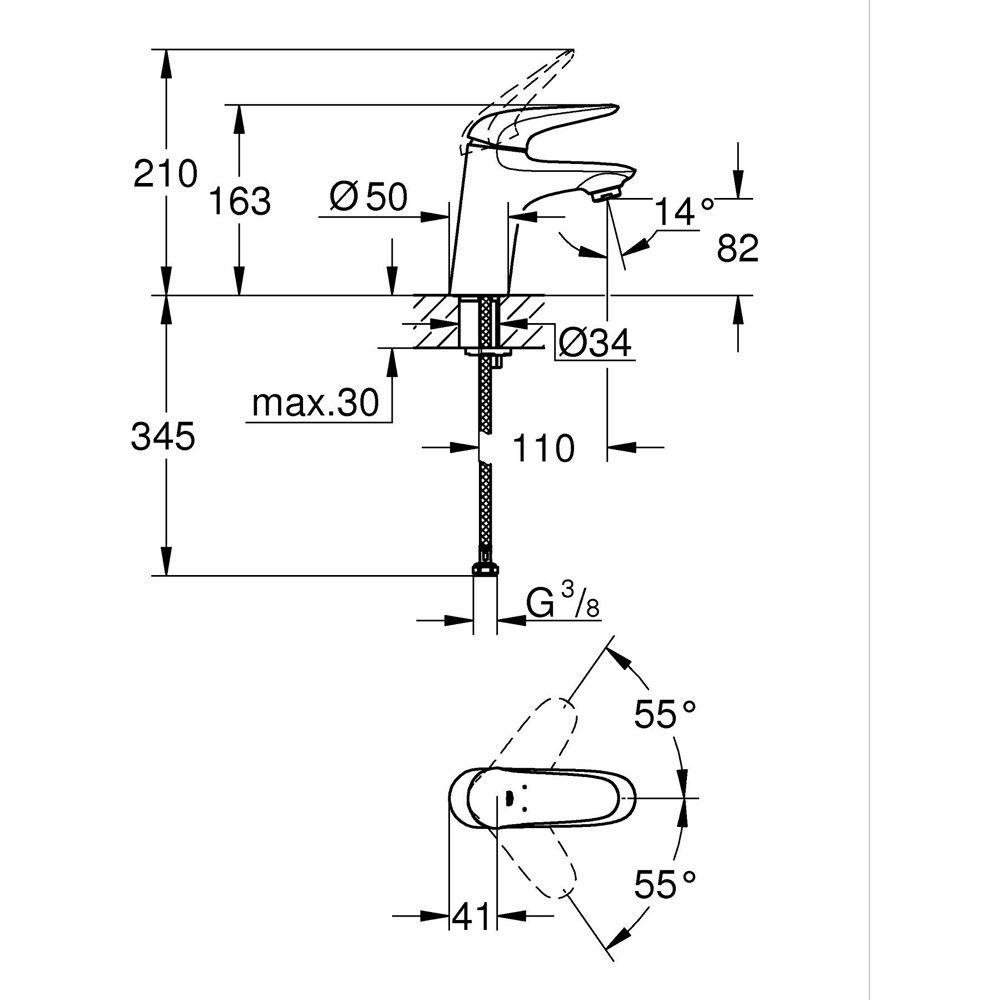 Baterie lavoar GROHE Eurostyle 23715003, alama, crom