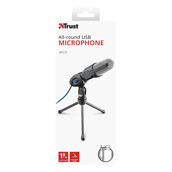 Microfon TRUST Mico, 3.5mm, USB, negru