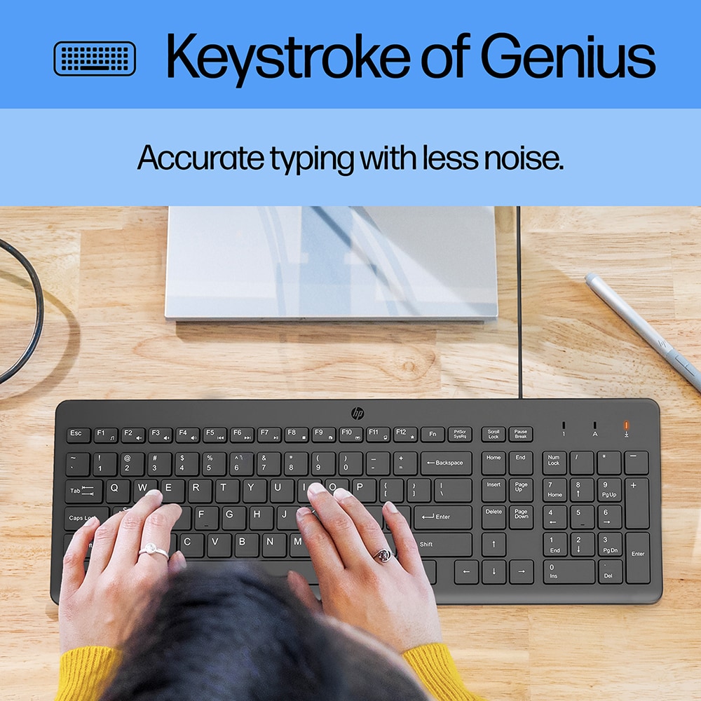 Kit tastatura si mouse cu fir HP 150, USB, negru
