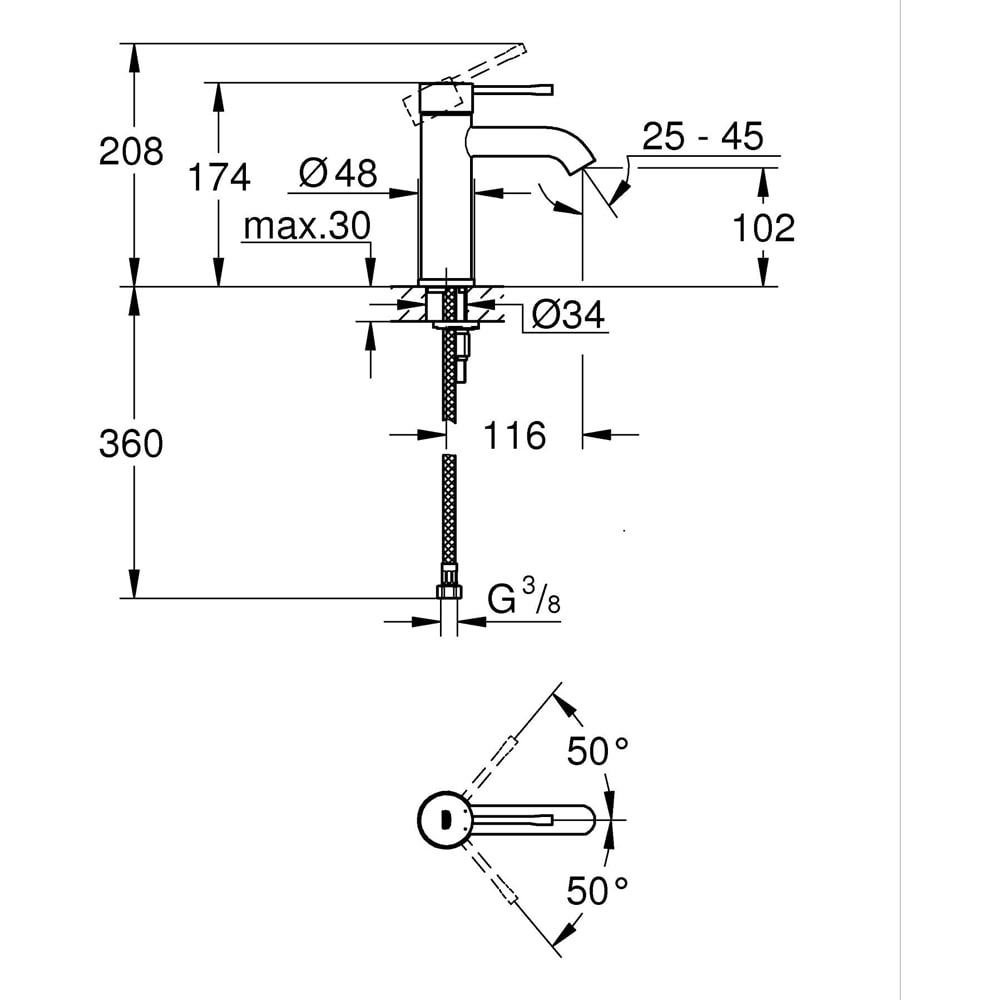 Baterie lavoar GROHE Essence 24172GL1, alama, auriu