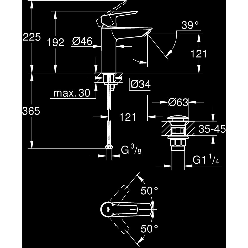 Baterie lavoar GROHE Start 242042432, marimea M, alama, negru