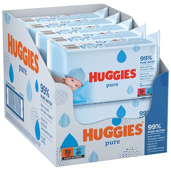 Servetele umede HUGGIES Pure, 10 pachete, 560 buc