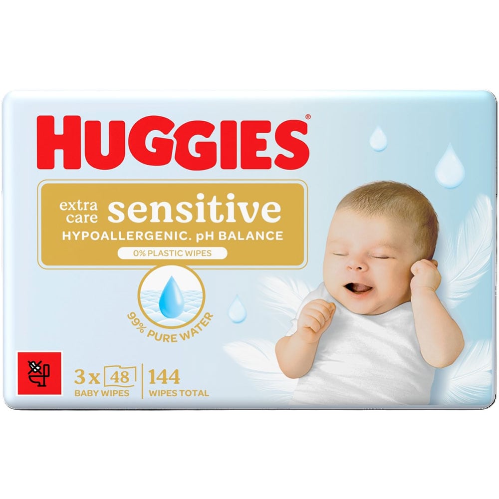 Servetele umede HUGGIES Extra Care Sensitive, 3 pachete, 144 buc