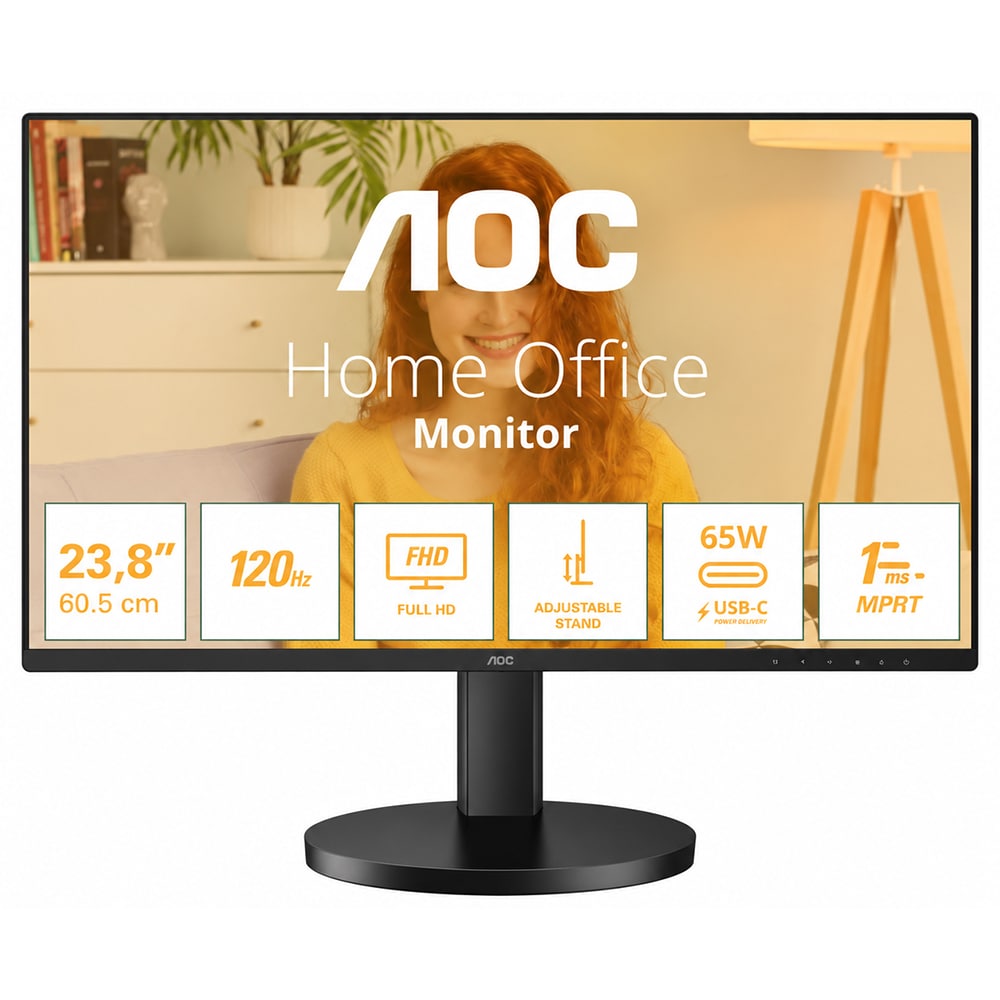 Monitor LED IPS AOC 24B3CF2, 23.8", Full HD, 120Hz, Adaptive Sync, negru
