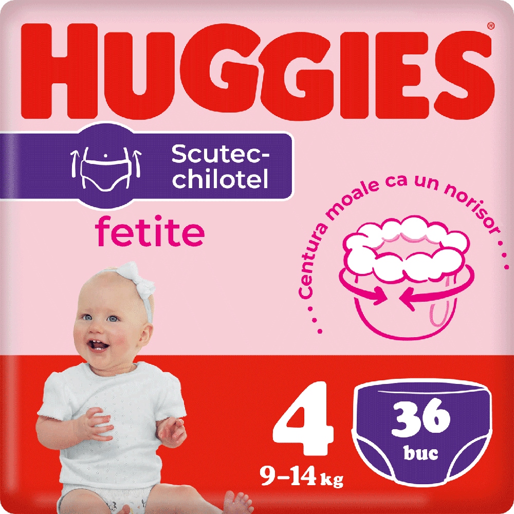 Scutece chilotel HUGGIES Jumbo nr 4, Fata, 9-14 kg, 36 buc