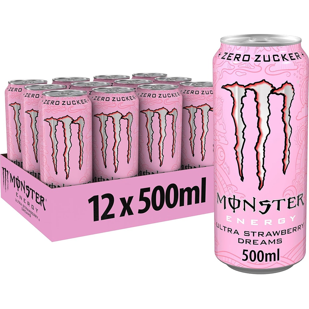 Bautura energizanta MONSTER Ultra Strawberry Dreams bax 0.5L x 12 doze
