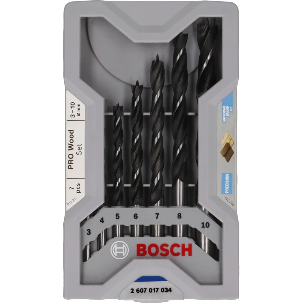 Burghiu lemn BOSCH PRO, wood, 3-10mm, 7buc