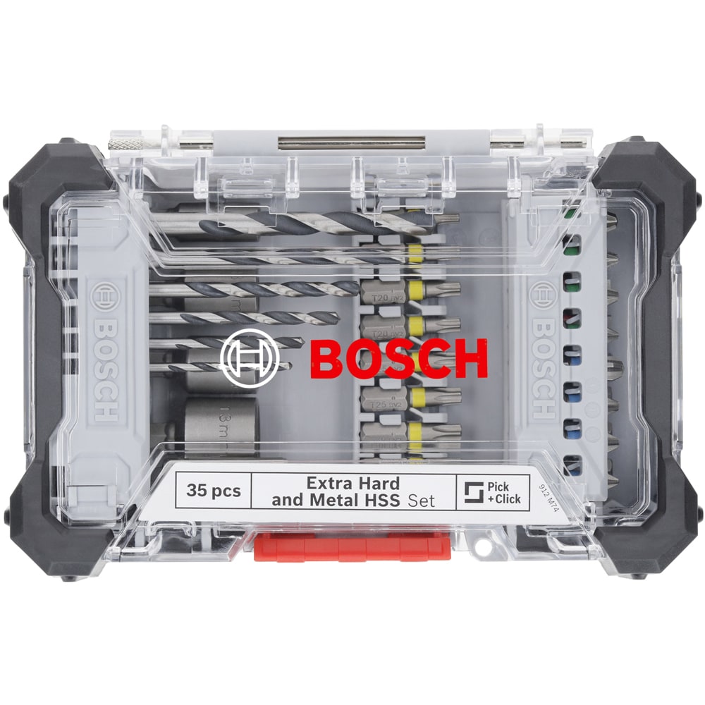 Set BOSCH PRO, 35biti extra hard + burghie metal, HSS