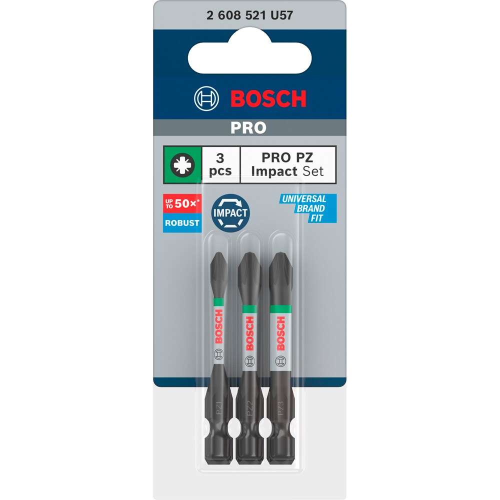 Set BOSCH PRO, 3 biti impact, 55mm, PZ1/2/3