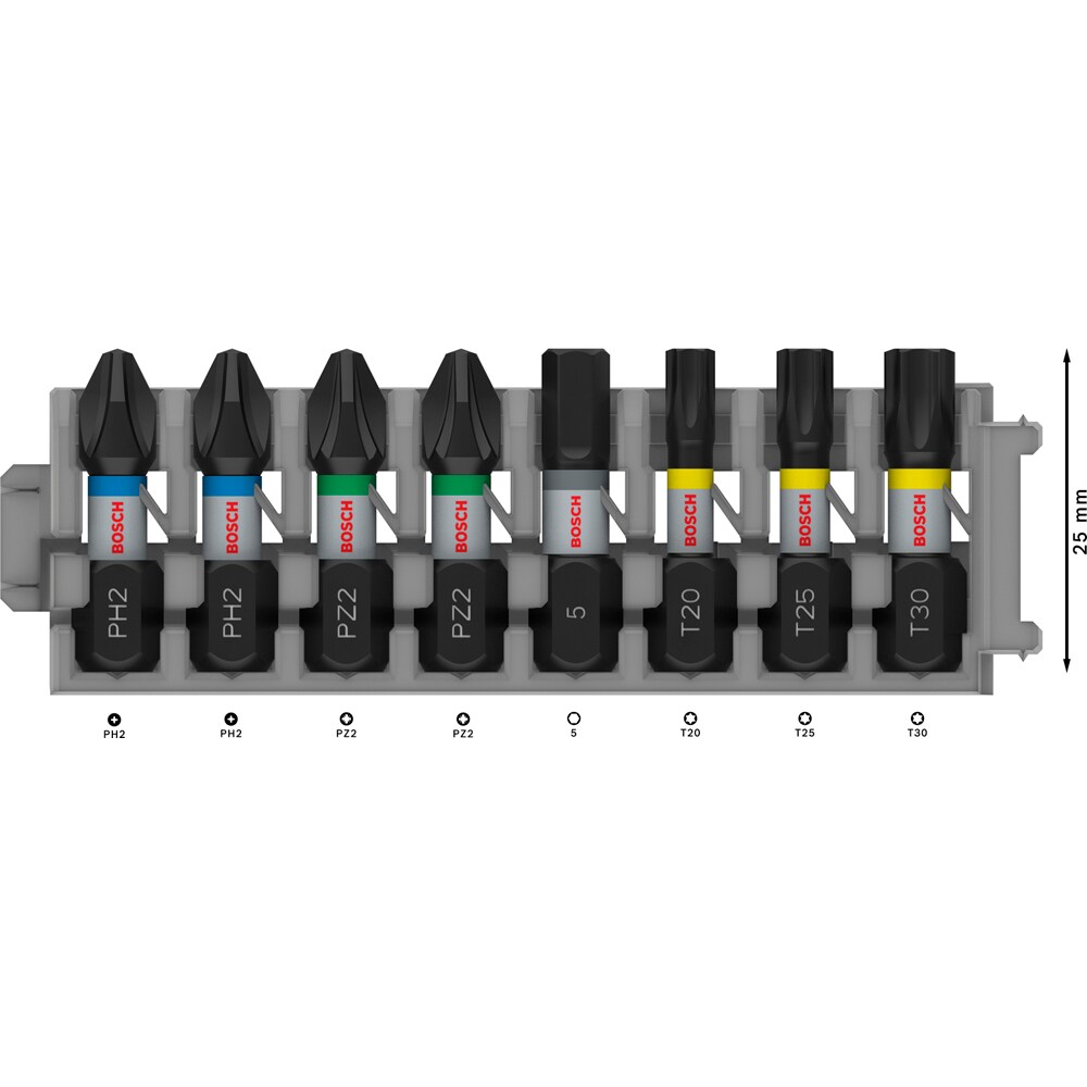 Set BOSCH PRO, 8 biti impact, 25mm