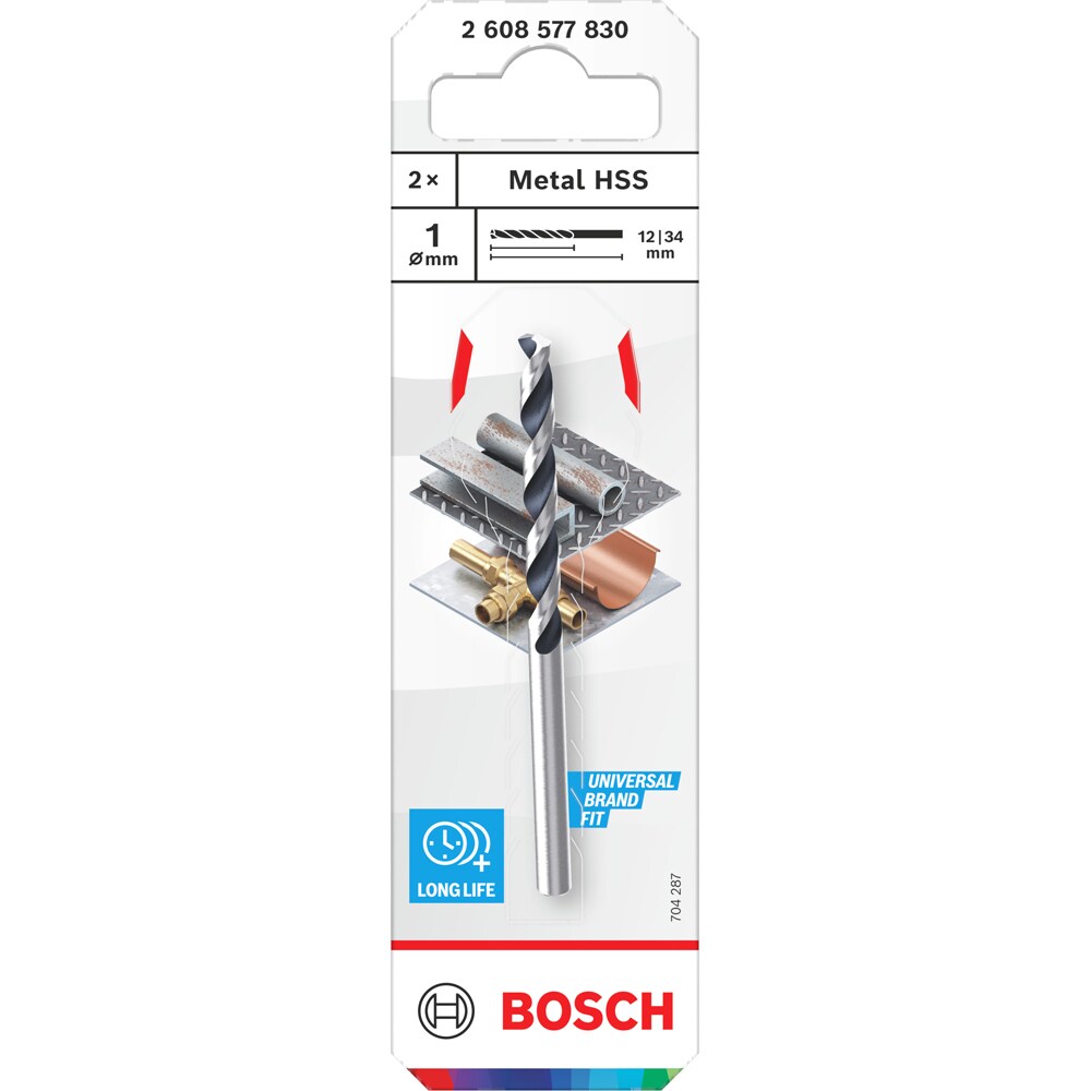 Burghiu metal BOSCH, HSS pointteq, 1mm, CYL, 2buc