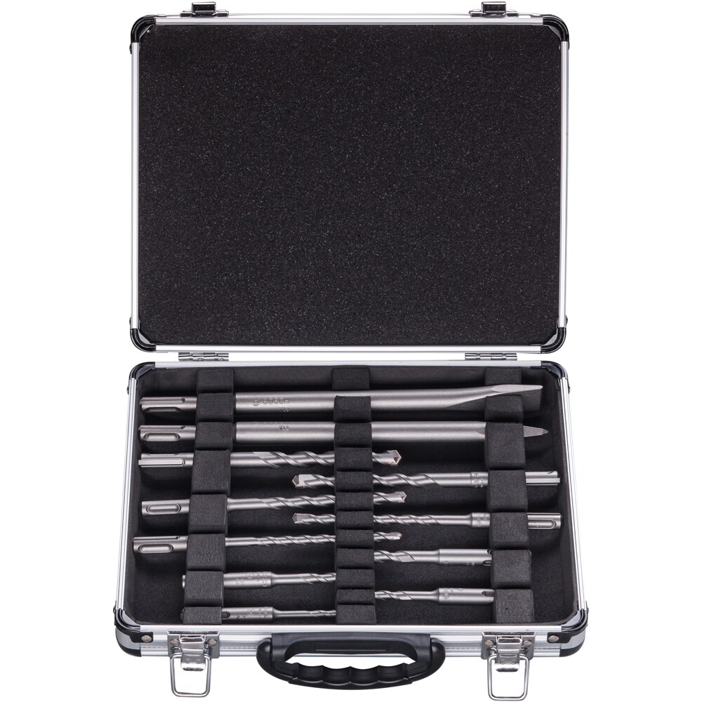 Set BOSCH, SDSPlus 9 burghie 2 dalti si cutie metal