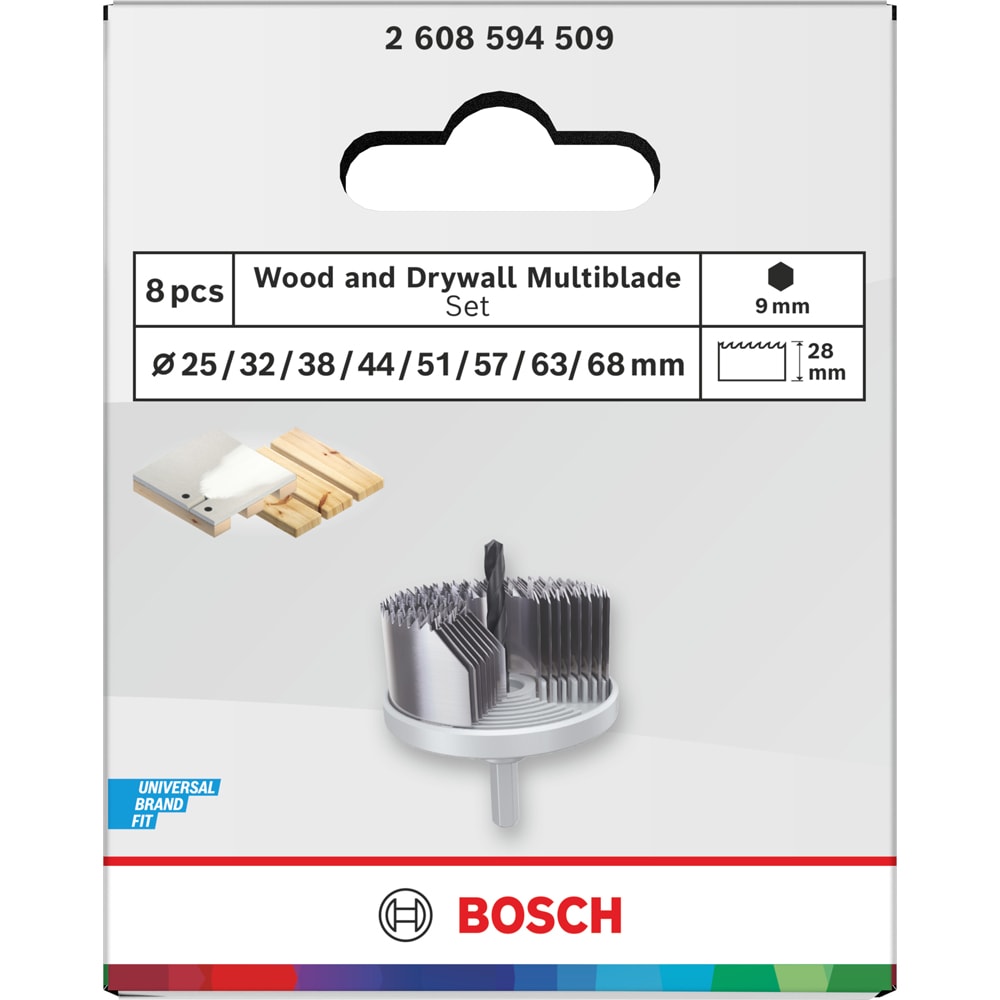 Carota BOSCH, lemn, 25/32/38/44/51/57/63/68 x 28mm