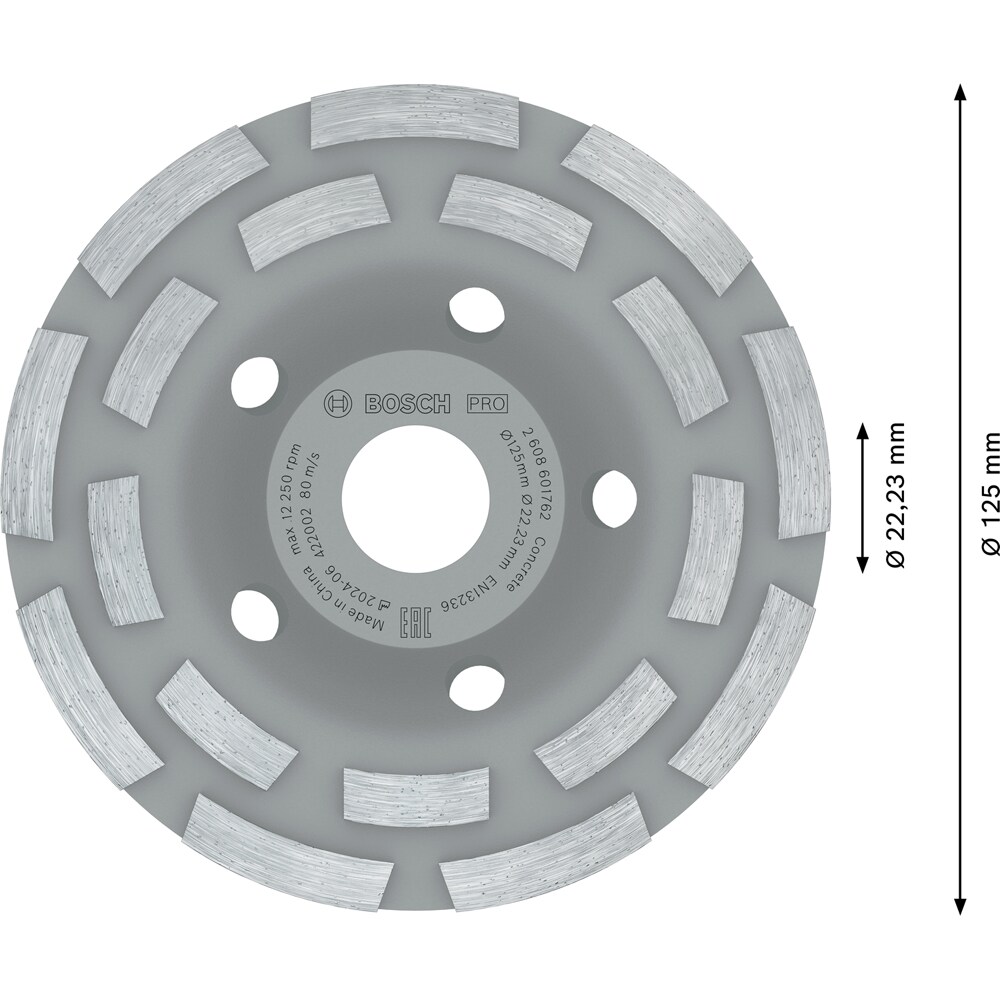 Disc diamantat oala BOSCH PRO, beton, 125 x 22.2 x 5 mm