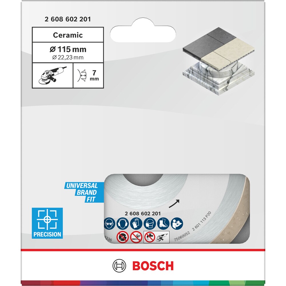 Disc diamantat BOSCH, ceramic, 115 x 22.2 x 1.6