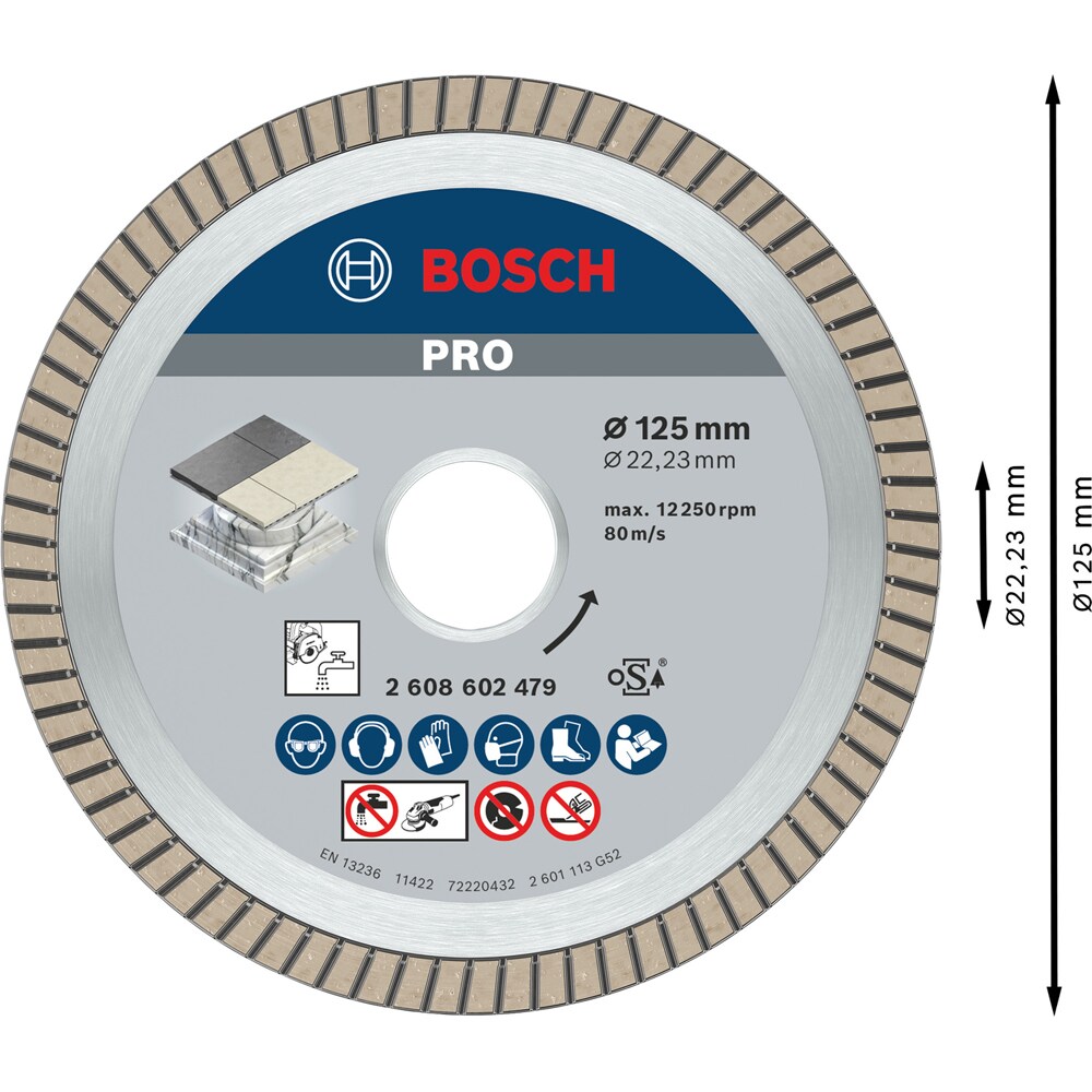 Disc diamantat BOSCH PRO, ceramic, 125 x 22, 23 mm