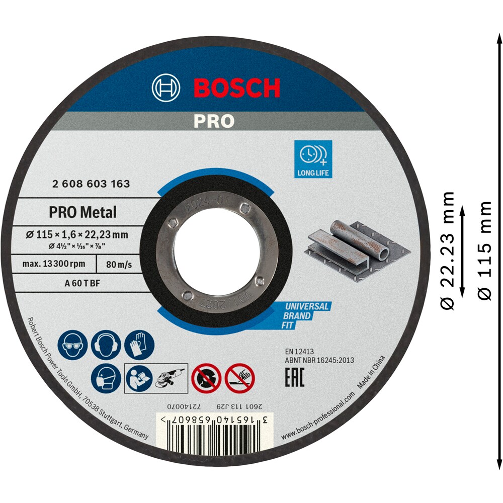 Disc taiere BOSCH, metal, 115 x 1, 6 x 22, 23