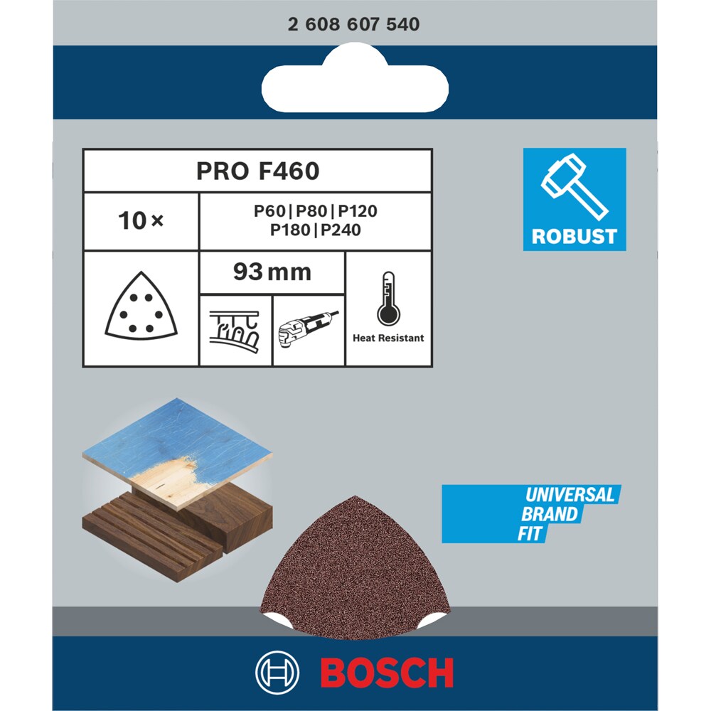 Foi abrazive delta BOSCH PRO, 93 mm, G60-180, 10buc