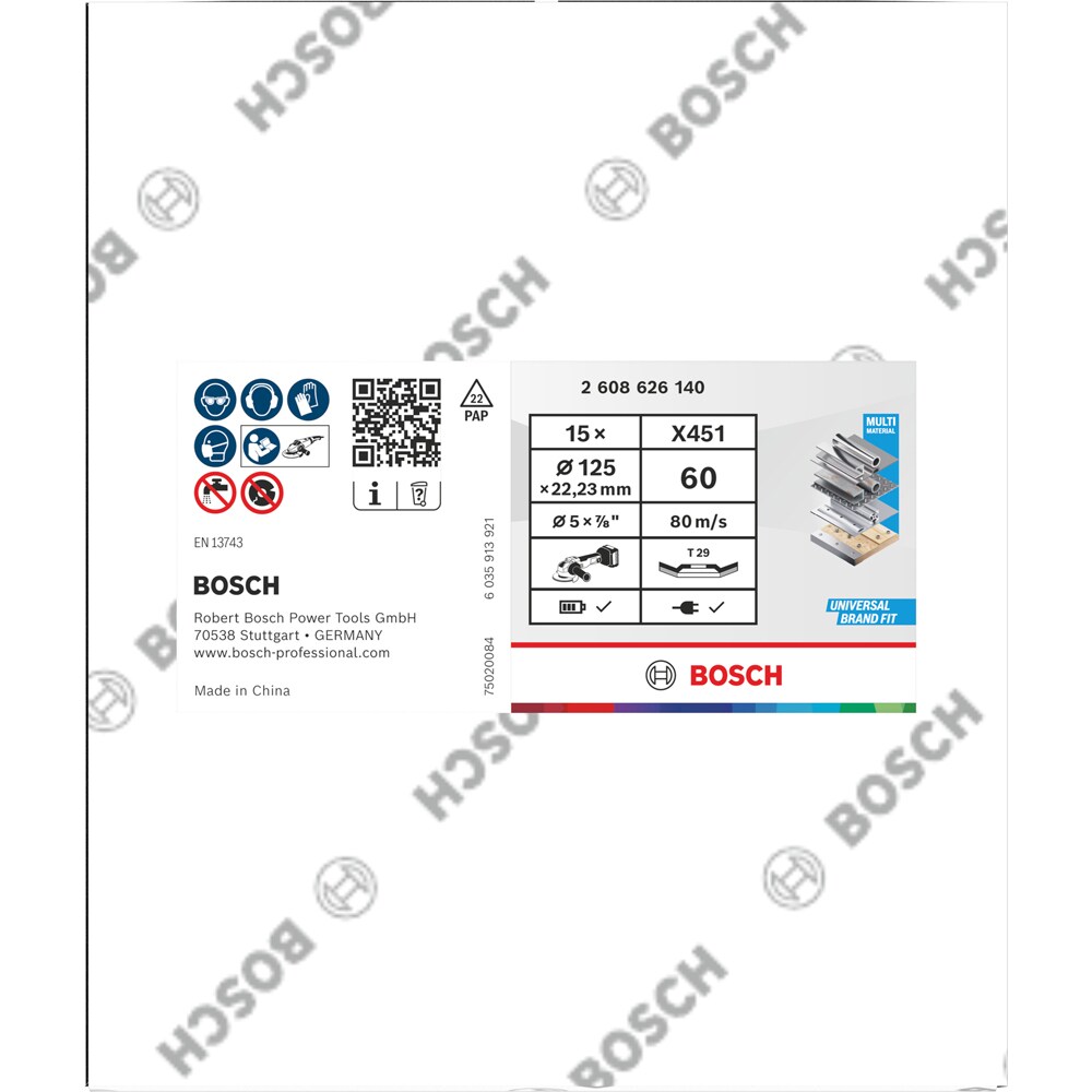 Disc lamelar BOSCH, X451 inclinat 125x22.2 mm G60