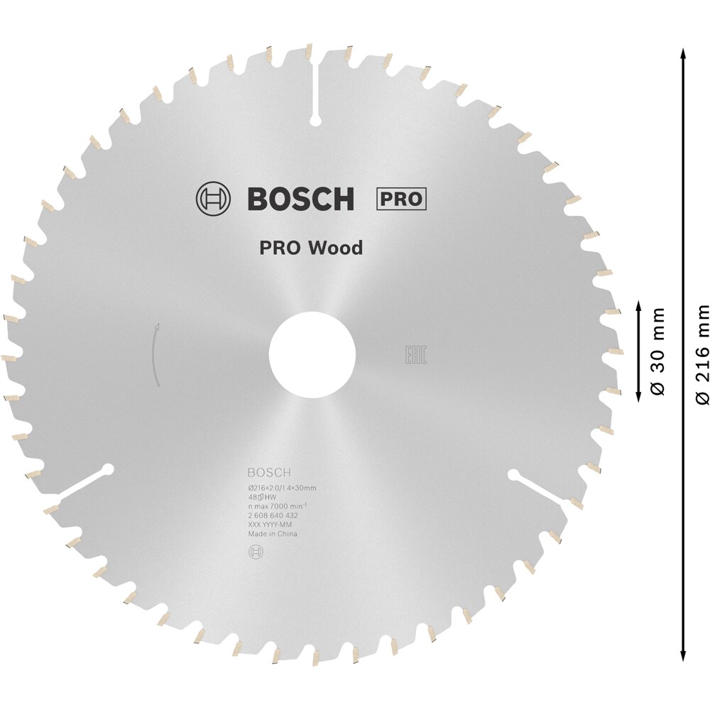 Panza circular BOSCH PRO, wood, 216 x 30 x 2 mm, T48