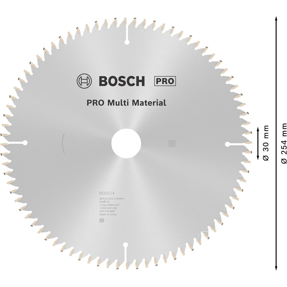 Panza circular multi BOSCH PROFESSIONAL, 254x30x3.2mm T80