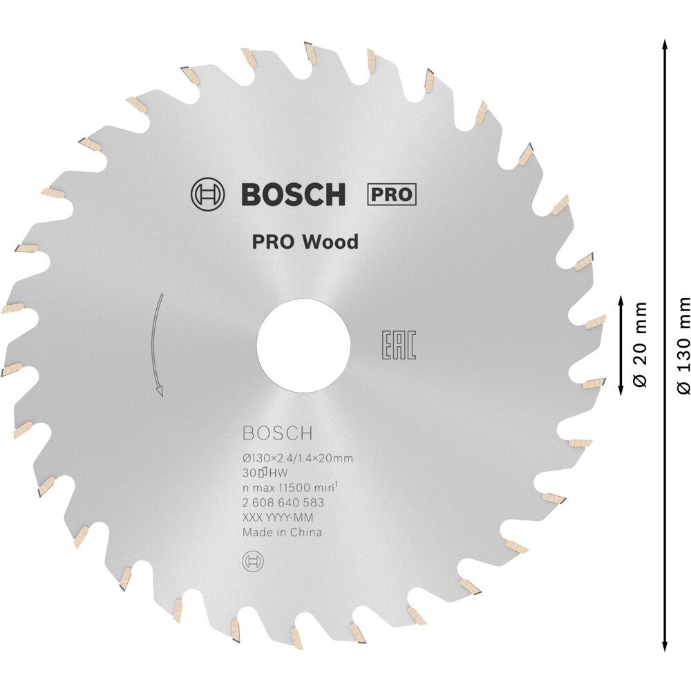 Panza circular BOSCH PRO, wood, 130 x 20, T30