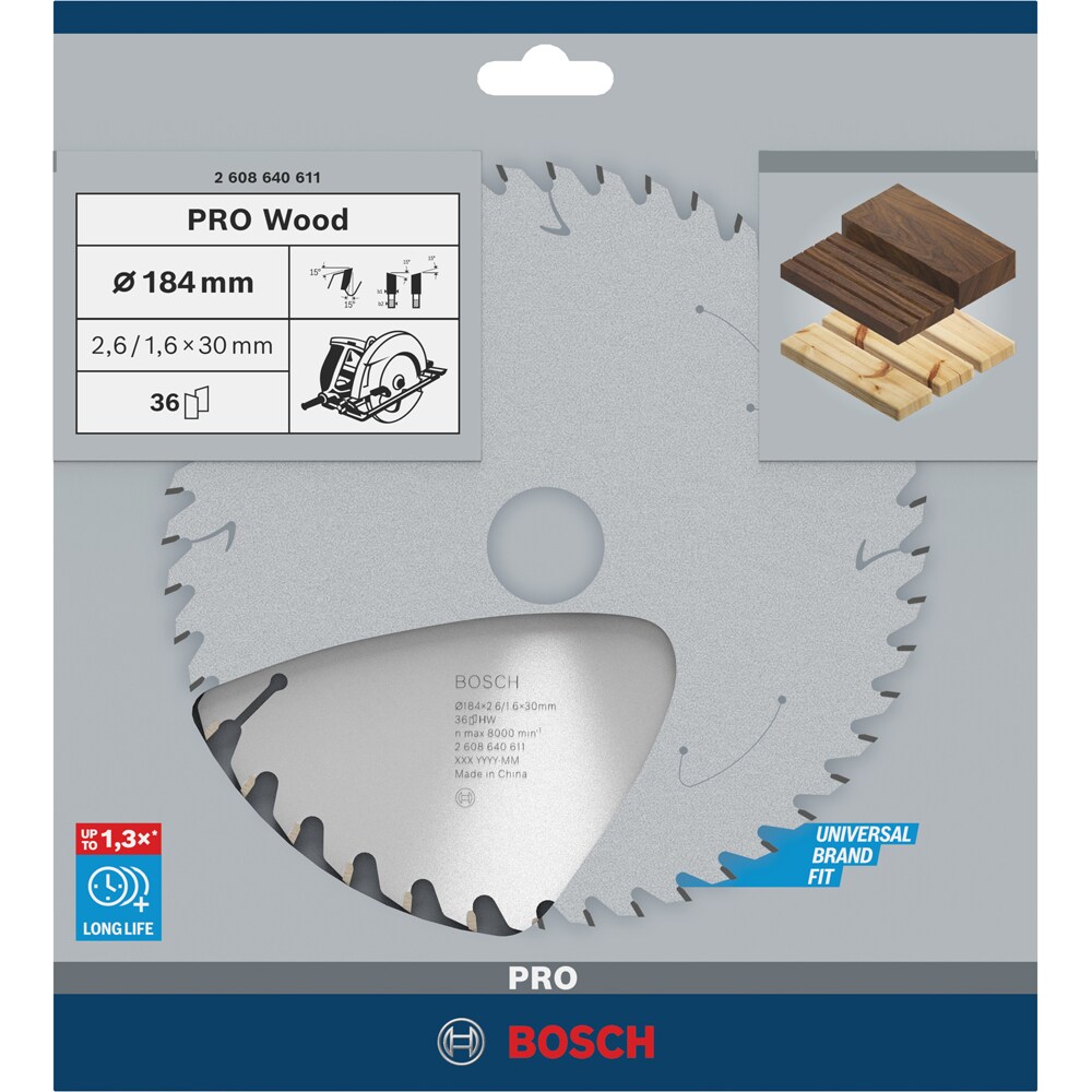 Panza circular BOSCH PRO, wood, 184 x 30, T36
