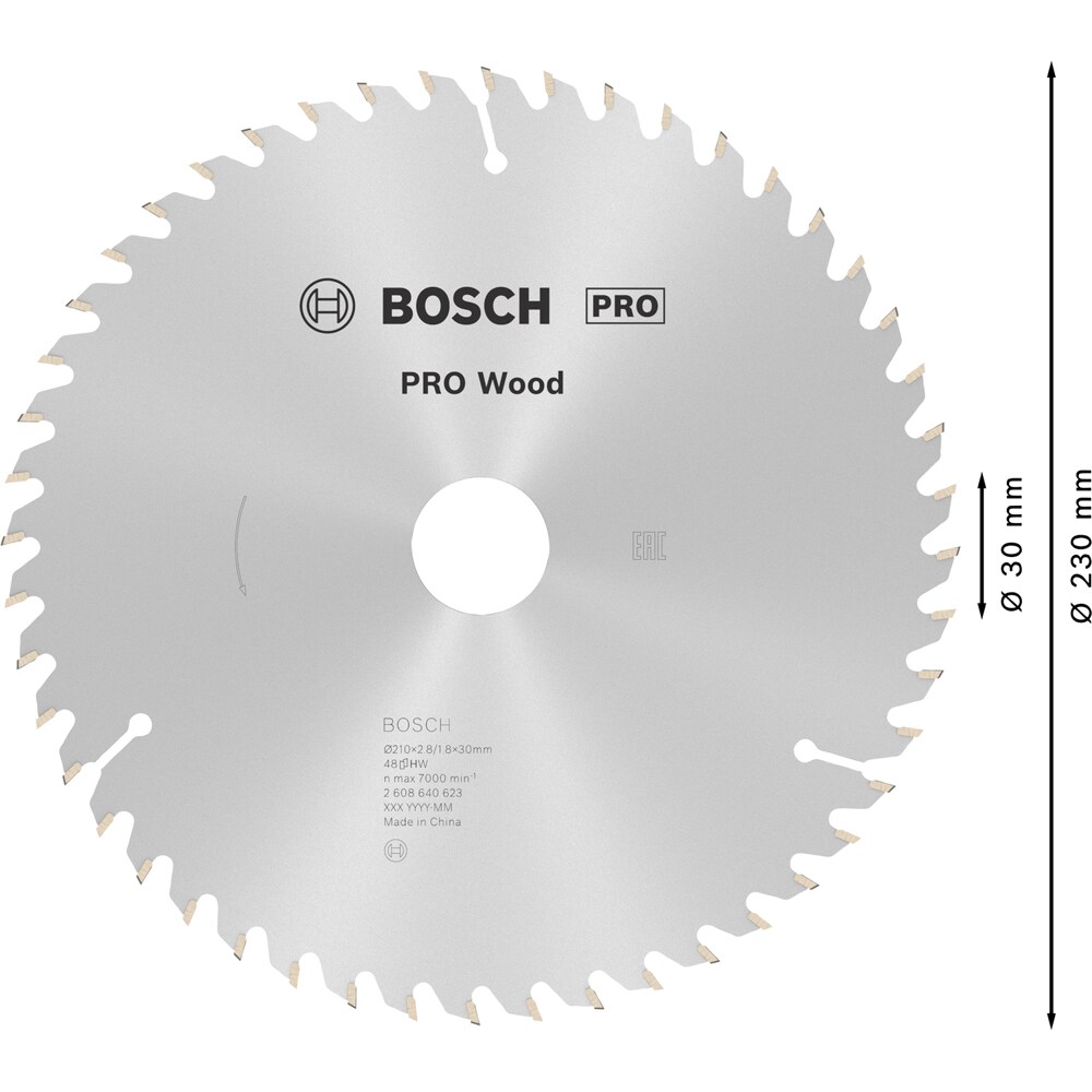 Panza circular BOSCH, wood, 210 x 30 x 2.8 mm, T48