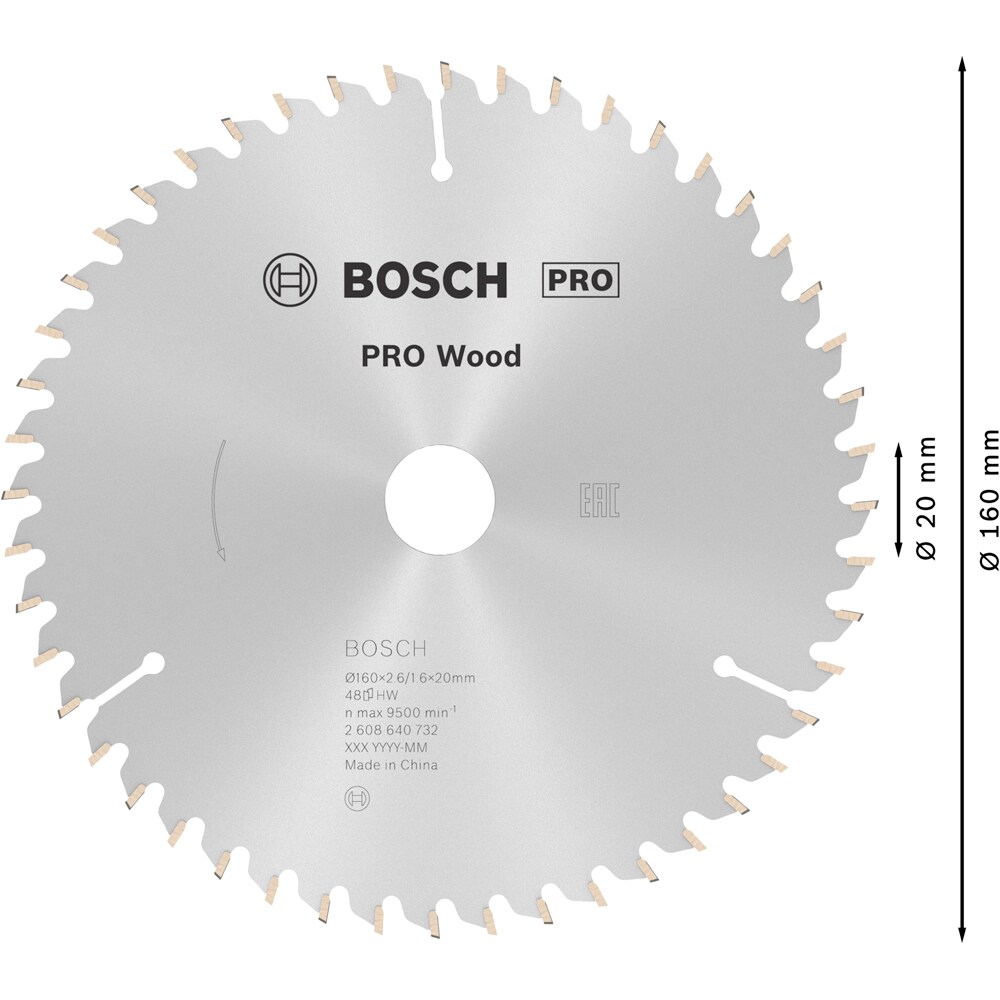 Panza circular BOSCH PRO, wood, 160 x 20, T48