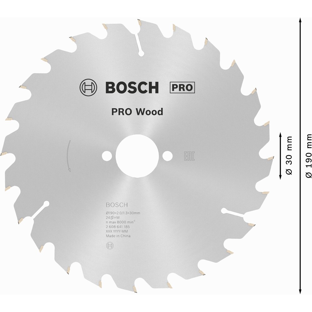 Panza circular BOSCH PRO, wood, 190 x 30 x 2 mm, T24