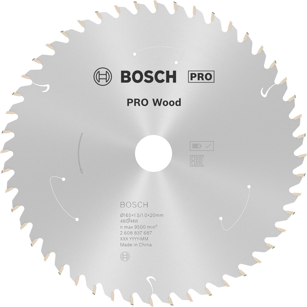 Panza circular BOSCH PRO, wood, 165 x 20 x 1.5 mm, T48