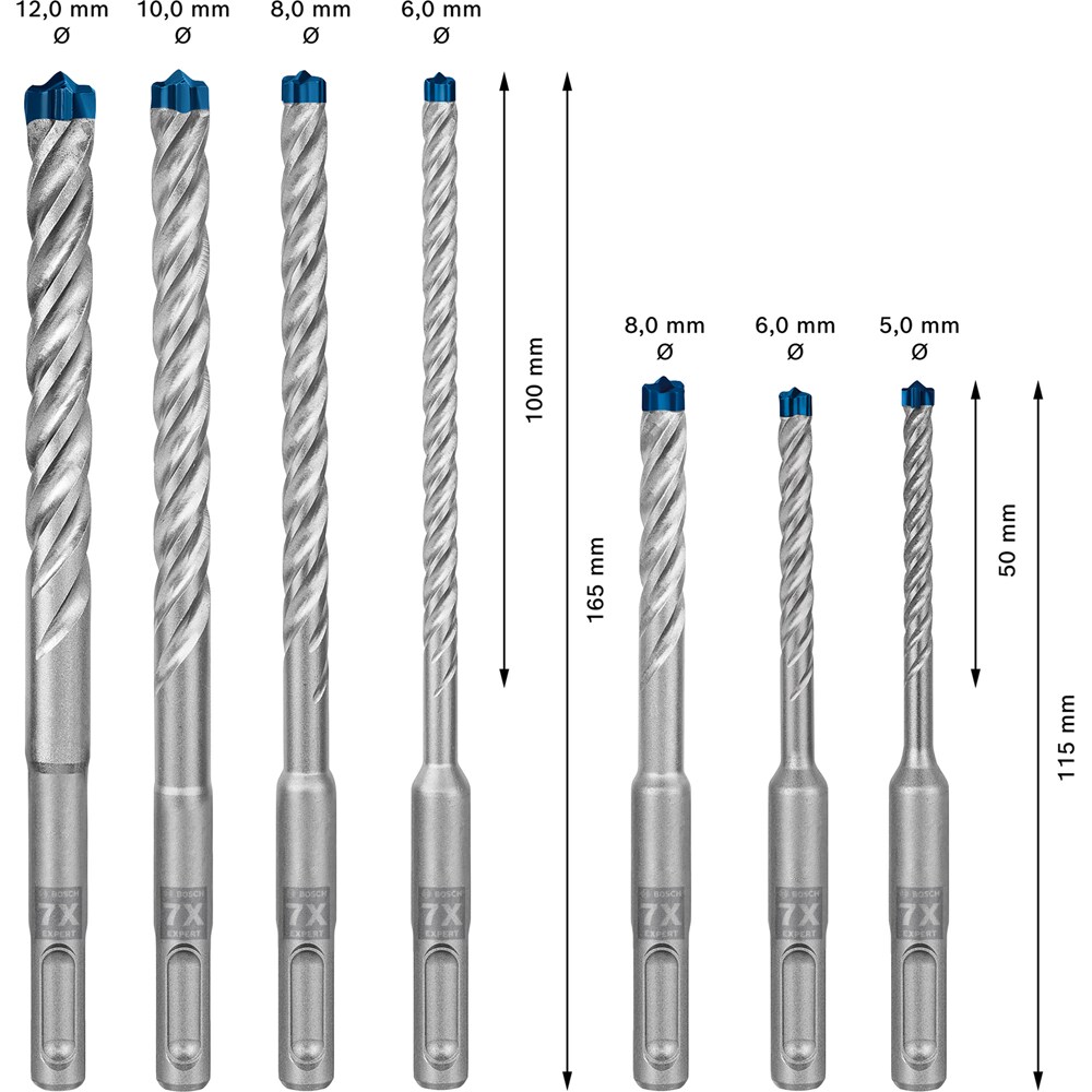 Burghiu BOSCH PRO, EXPERT beton sdsplus, 5-12mm, 7buc