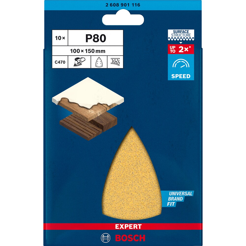 Foaie abraziva delta BOSCH PRO, EXPERT, 100 x 150, G80