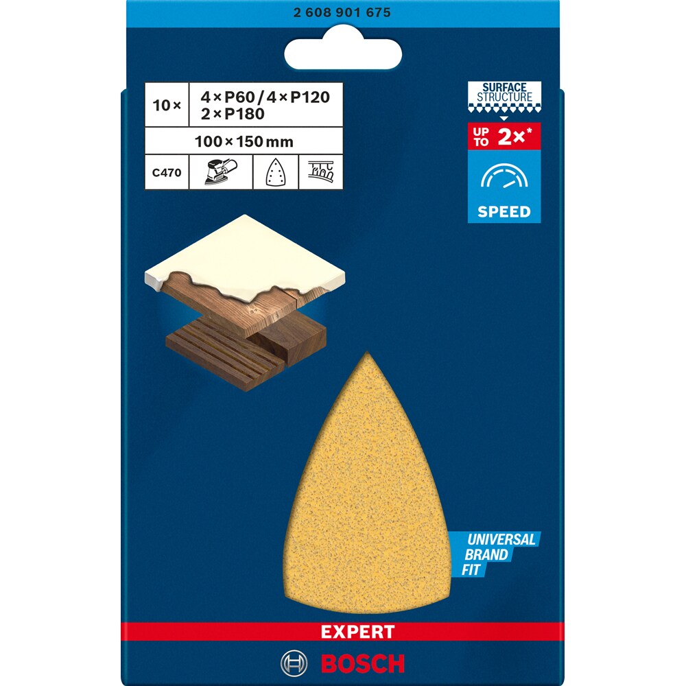 Foaie abraziva delta BOSCH PRO, EXPERT, G60-180, 10buc