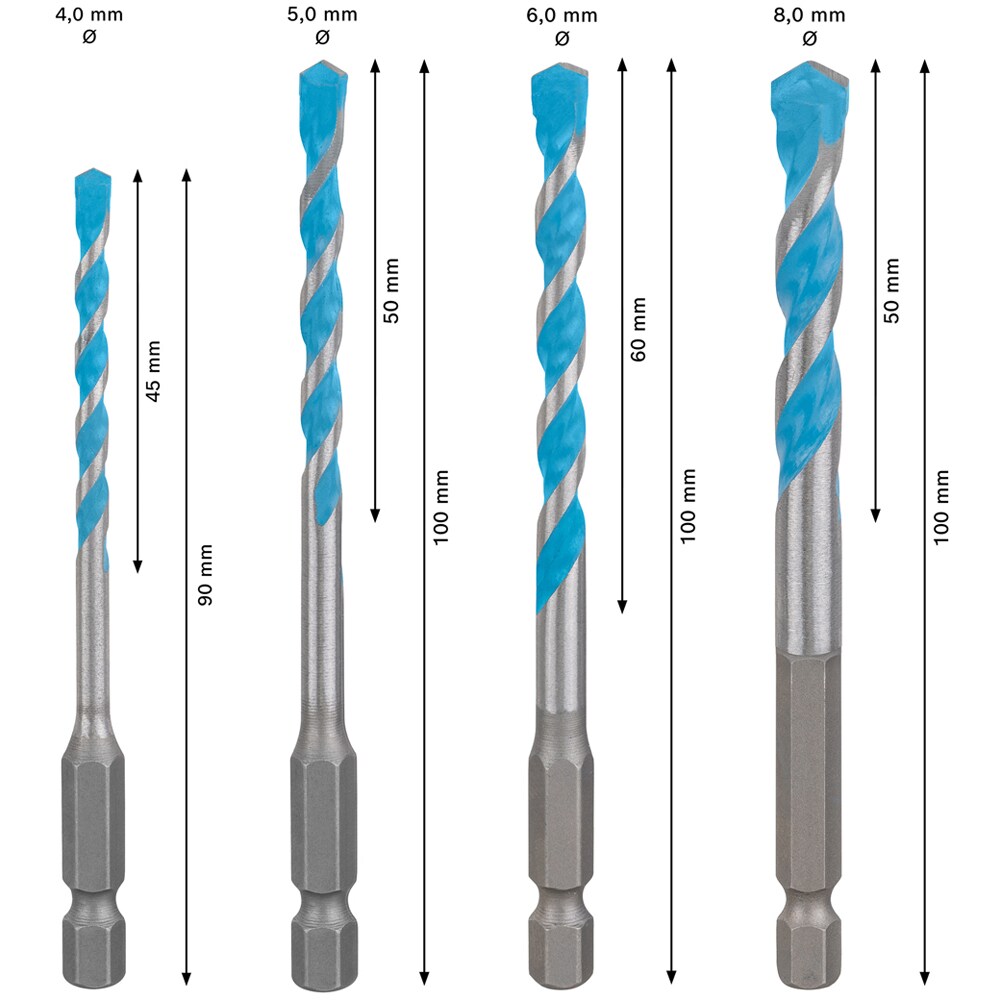 Burghiu BOSCH PRO, EXPERT HEX-9, multi construct, 4buc