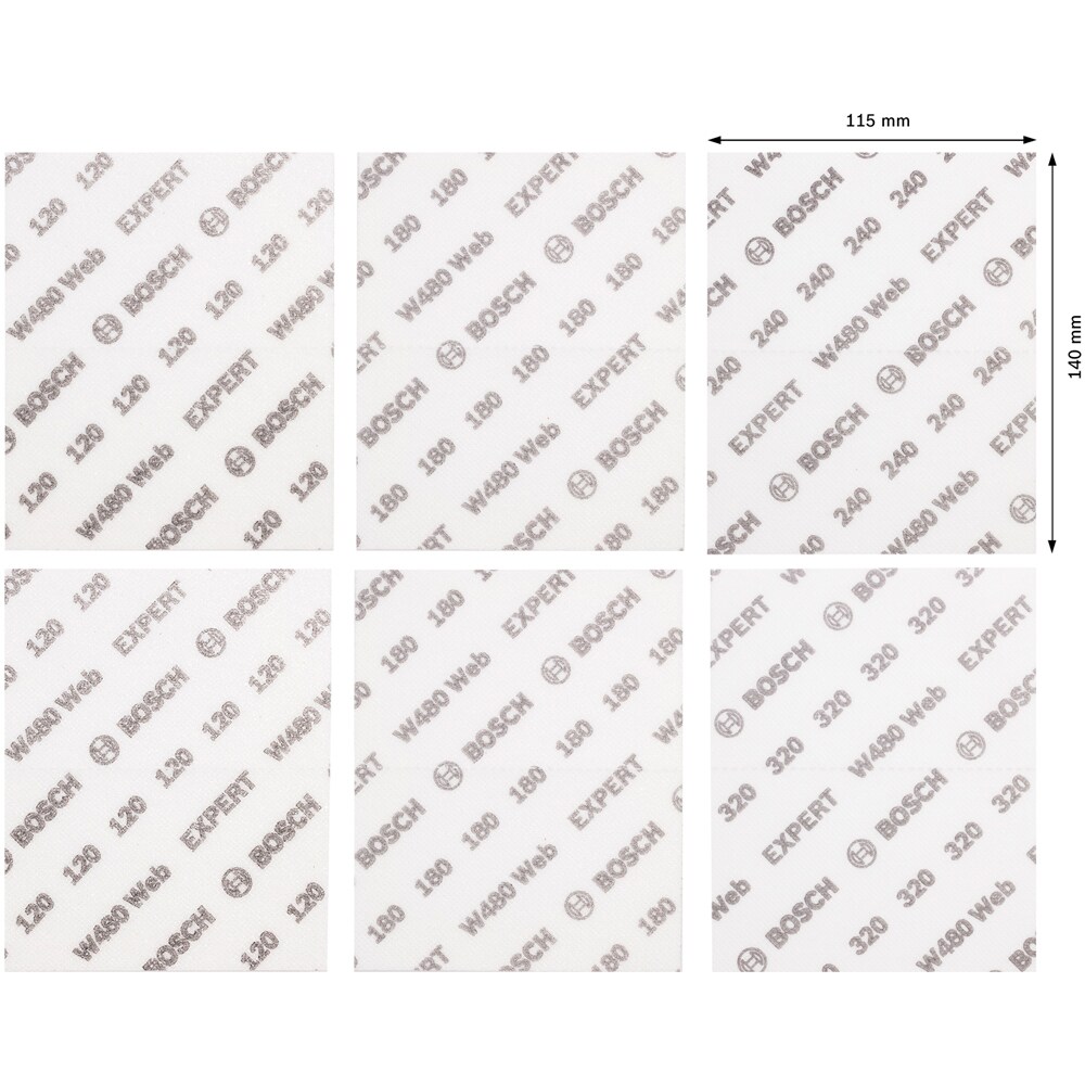 Foaie abraziva BOSCH PRO, EXPERT W480, 140 x 115MM, 6buc