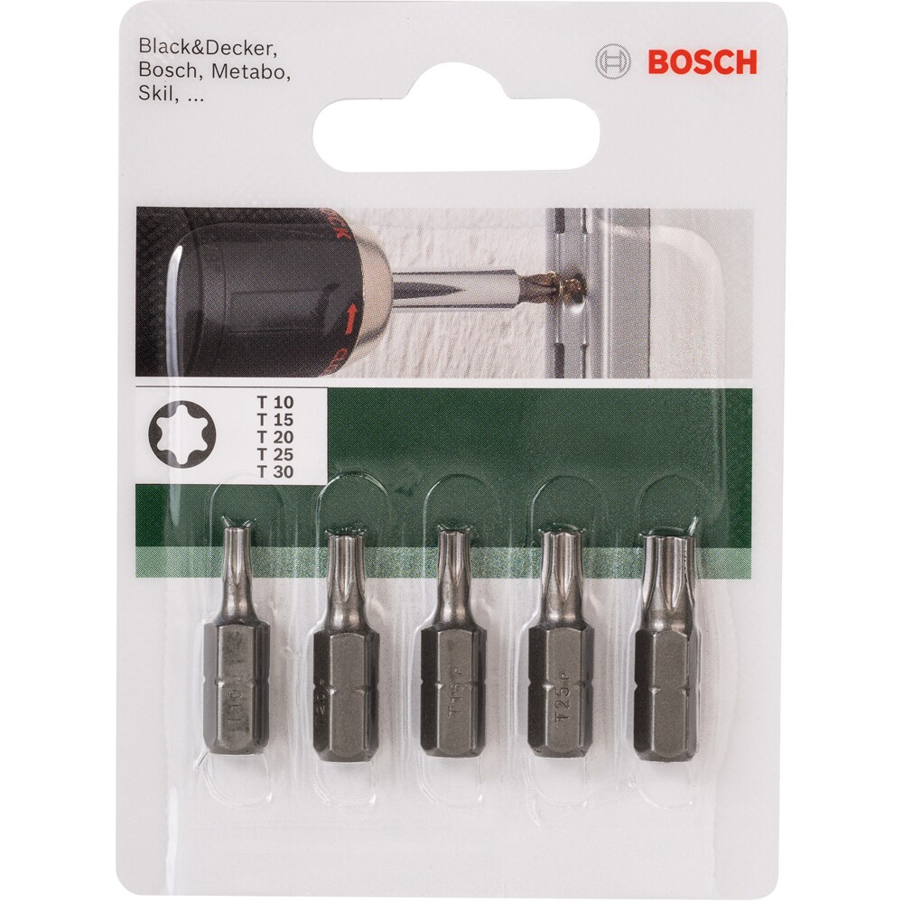 Set mixt BOSCH, 5 biti T10, T15, T20, T25, T30, 25mm
