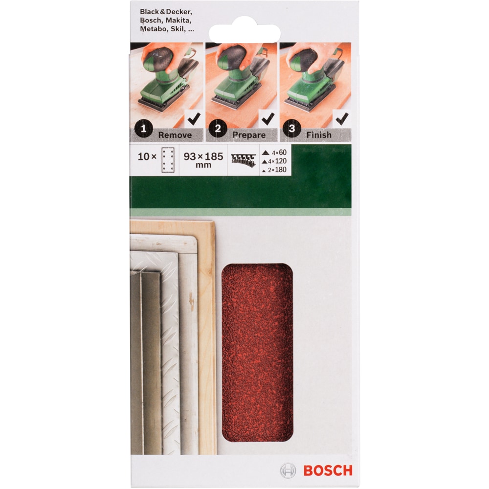Foaie abraziva perf BOSCH, 93 x 185 mm, R60/R120/R180