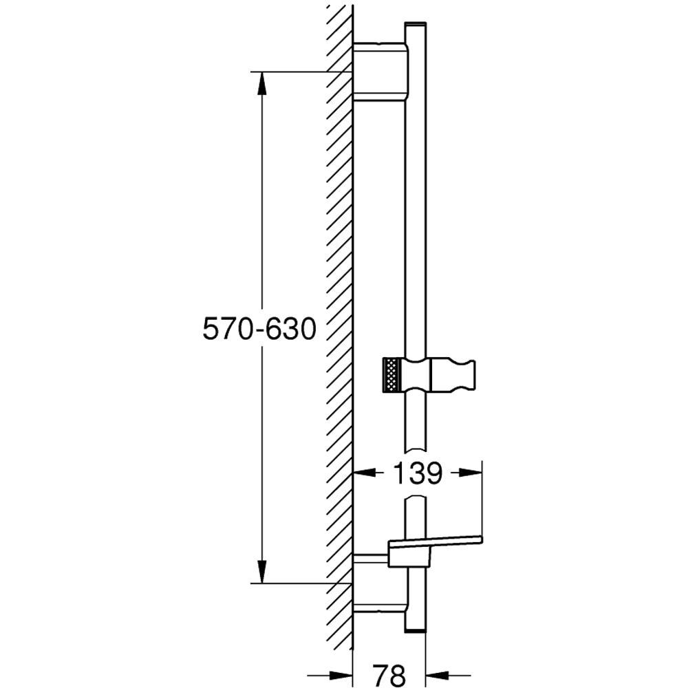 Bara pentru set de dus GROHE Rainshower SmartActive 26602GN0, 60 cm, etajera, auriu