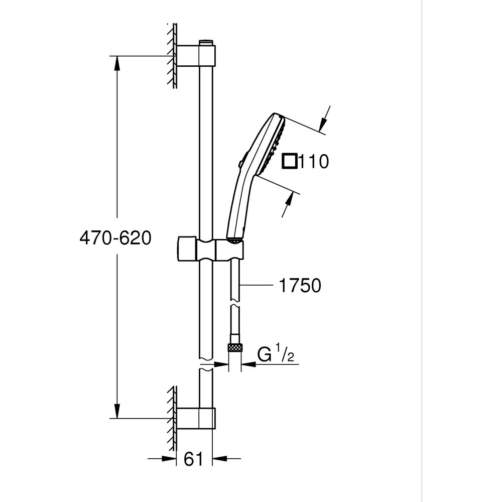 Coloana dus GROHE Tempesta Cube 110 26748003, 2 functii, crom