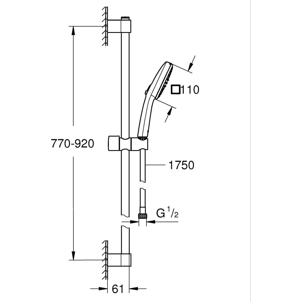Coloana dus GROHE Tempesta Cube 110 26908003, 2 functii, crom