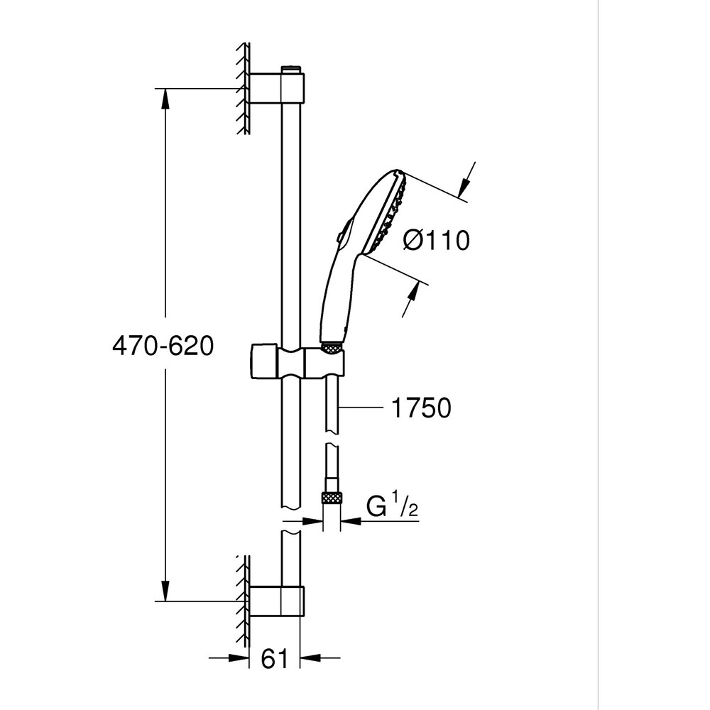 Coloana dus GROHE Tempesta 110 26916003, 3 functii, crom