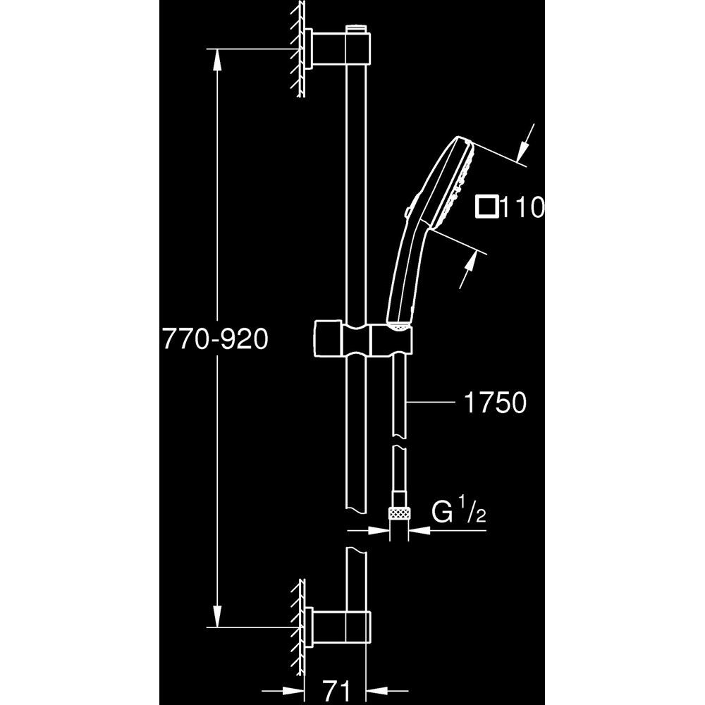 Coloana dus GROHE Vitalio Comfort 110 26931001, 2 functii, crom