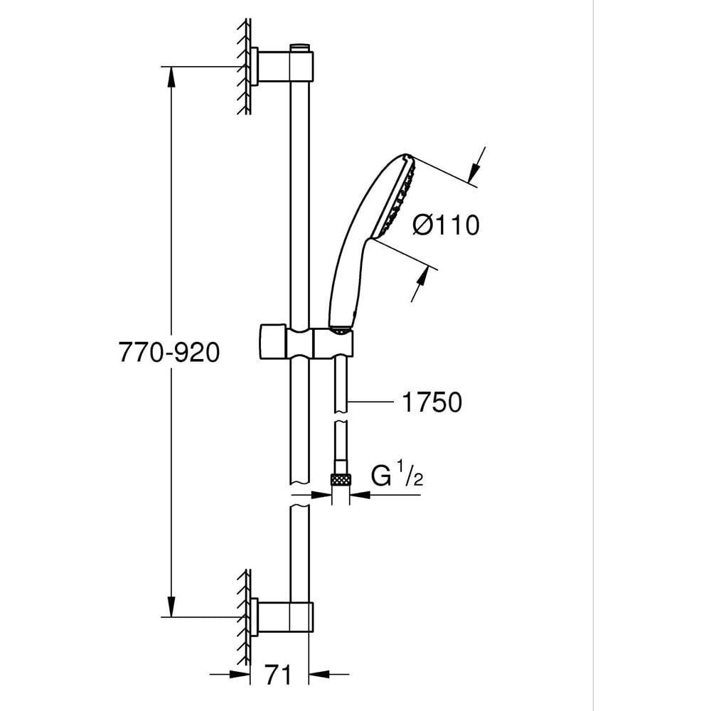 Coloana dus GROHE Vitalio Start 110 26953001, 1 functie, crom