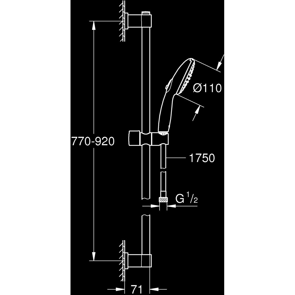 Coloana dus GROHE Vitalio Start 110 269542431, 2 functii, negru
