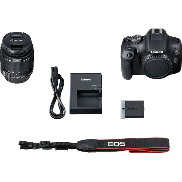 Aparat foto DSLR CANON EOS 2000D 24.1 MP, Wi-Fi, negru + Obiectiv 18-55mm IS SE