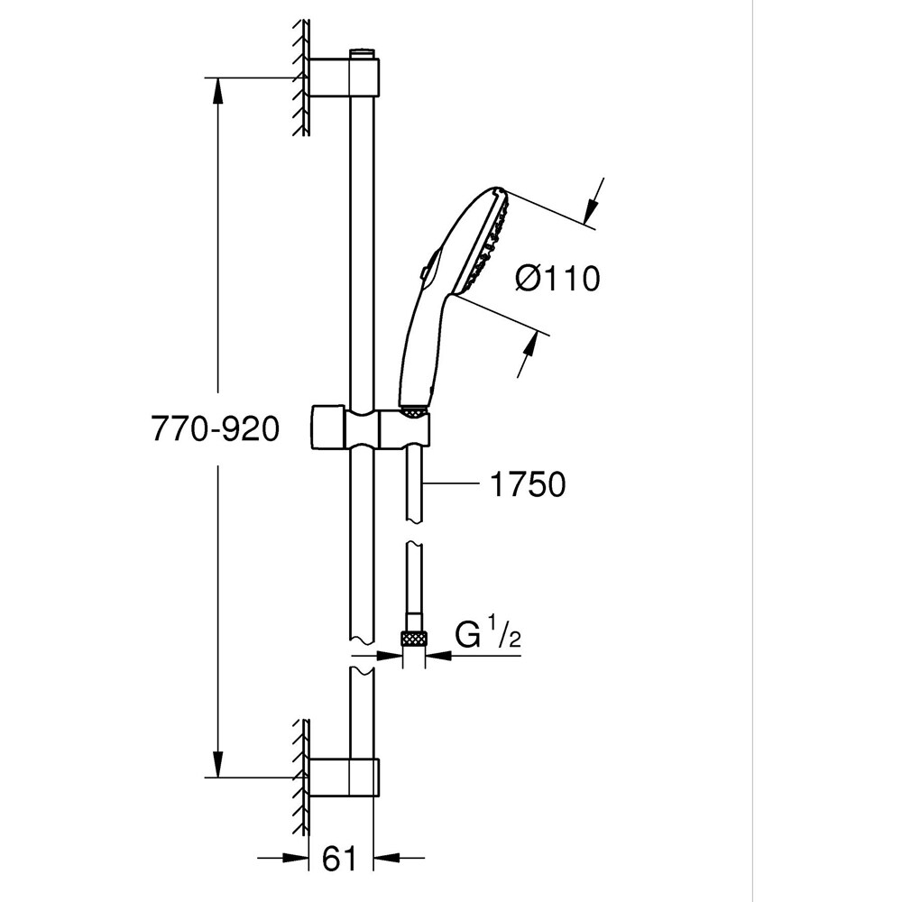 Coloana dus GROHE Tempesta 110 27646003, 2 functii, crom