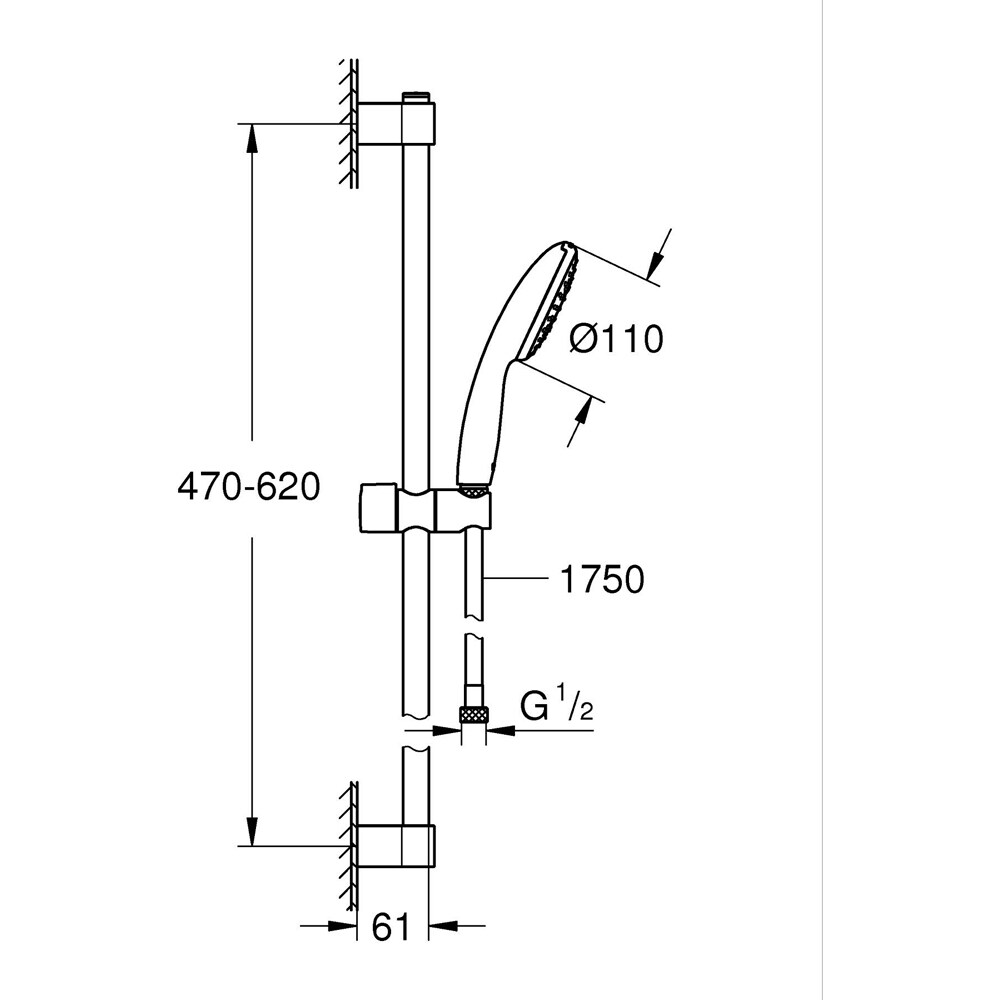 Coloana dus GROHE Tempesta 110 27853003, 1 functie, crom