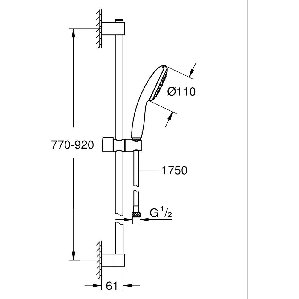 Coloana dus GROHE Tempesta 110 27854003, 1 functie, crom